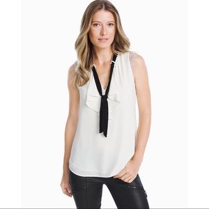WhiteHouseBlackMarket Velvet Tie Ruffle Shell Top
